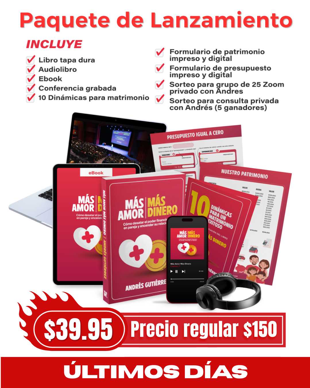 Paquete Lanzamiento del Nuevo Libro Más Amor Más Dinero